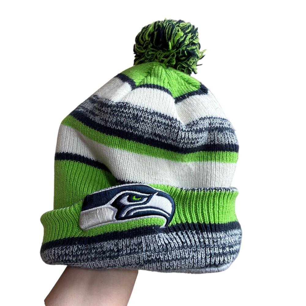 NFL Seattle Seahawks green gray knit beanie one size fits most fleece lined